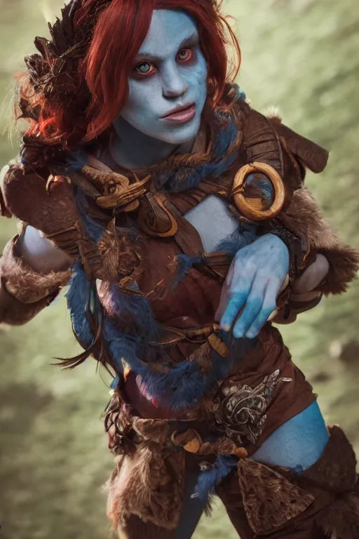 Image similar to a female DND firbolg, high resolution film still, 8k, HDR colors, cosplay, studio lighting
