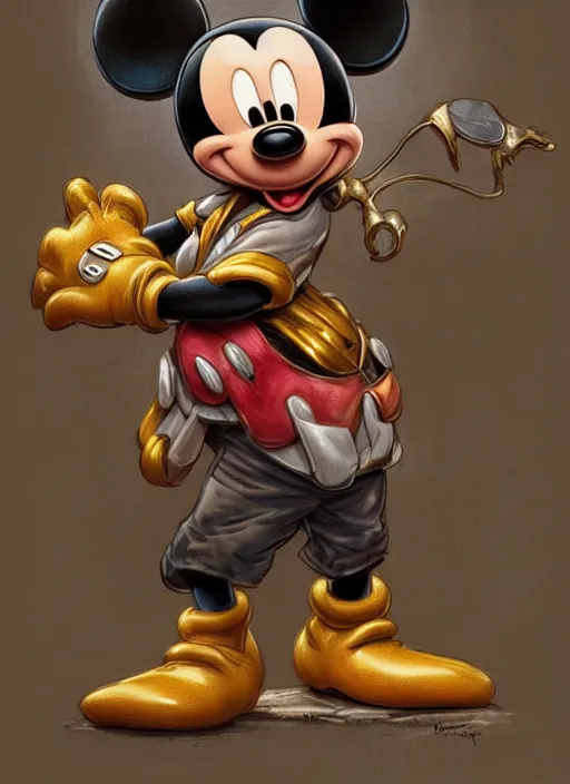 Image similar to Mickey Mouse as a ruggedly handsome hero, tasteful, intricate, elegant, highly detailed, centered, digital painting, artstation, concept art, smooth, sharp focus, illustration, artgerm, donato giancola, Joseph Christian Leyendecker, WLOP