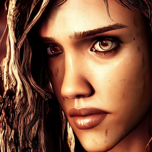 Image similar to jessica alba walking dead telltale, 4 k full hd,