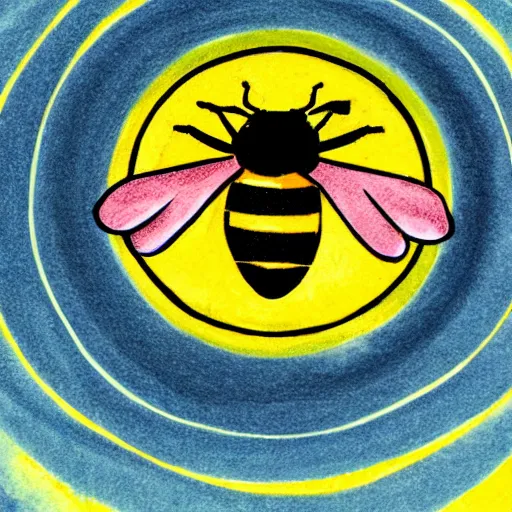Prompt: a dark ritual spell with a bumblebee placed in the middle of a bloody bullseye, fantasy illustration