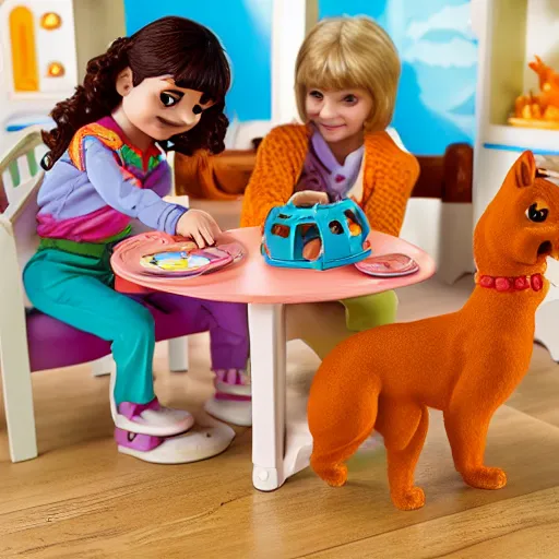 Prompt: a scooby doo themed calico critters set