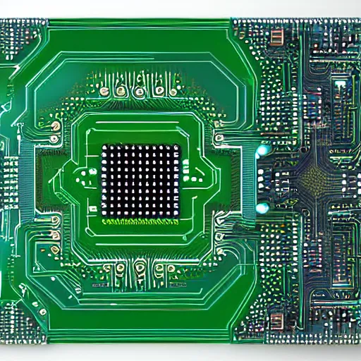 Prompt: circuit board from a futuristic quantum computer