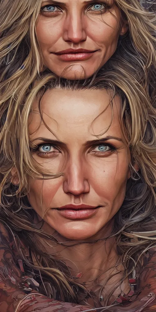 Image similar to Cameron Diaz as a ruggedly handsome hero, intricate, elegant, highly detailed, centered, digital painting, artstation, concept art, smooth, sharp focus, illustration, art by artgerm and donato giancola and Joseph Christian Leyendecker, WLOP