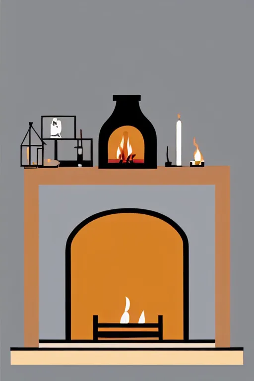 Image similar to minimalist boho style art of a fireplace, illustration, vector art