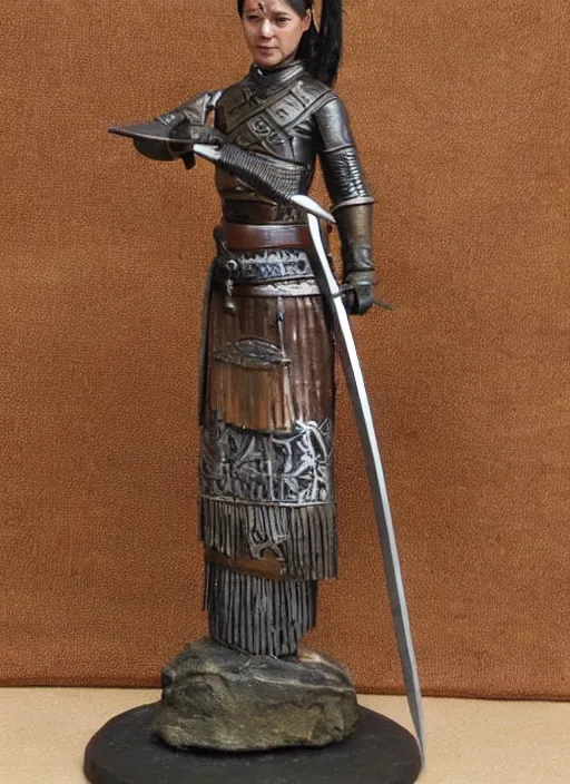 Prompt: Images on the store website, eBay, Full body, Miniature of a Female Ancient Warrior with Sword