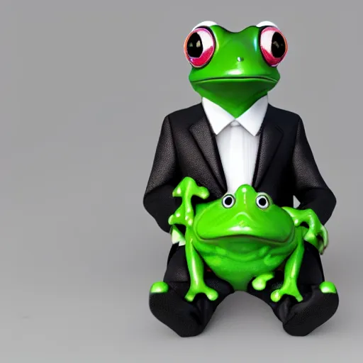 Prompt: a frog in a tuxedo suit holding a suitcase, octane render, hyperrealistic, 8K, 3D