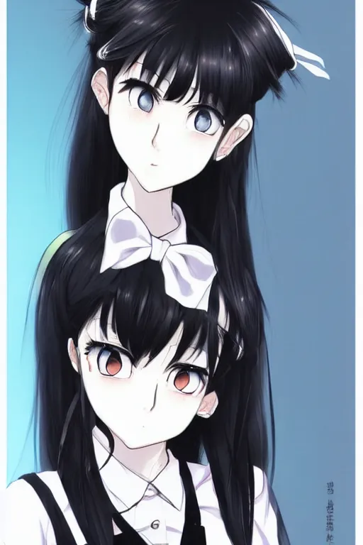 Image similar to portrait of a beautiful girl with black hair; wearing black choker and white shirt; drawn by WLOP, by Avetetsuya Studios, attractive character, colored sketch anime manga panel