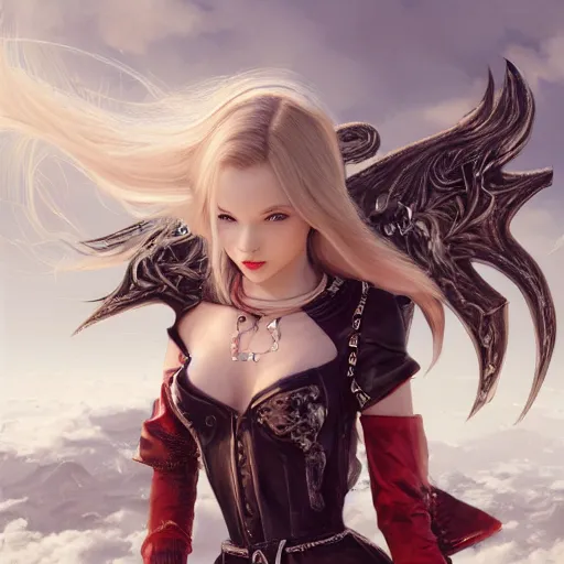 Prompt: a mix between dove cameron and taylor swift as terra from final fantasy 3, color page, tankoban, 4 k, tone mapping, akihiko yoshida, james jean andrei riabovitchev marc simonetti, yoshitaka amano, long hair, curly, h. hydrochaeri