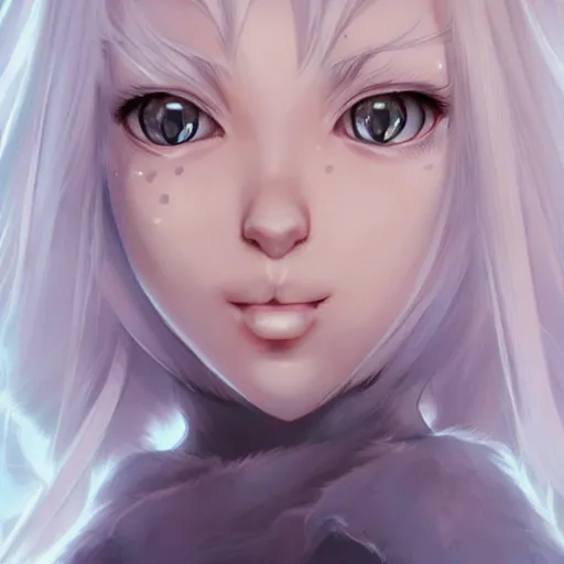 Image similar to Adorable Cat girl, white hair and Luminescent eyes, highly detailed, by Range Murata, artgerm, digital illustration, beautiful, concept art
