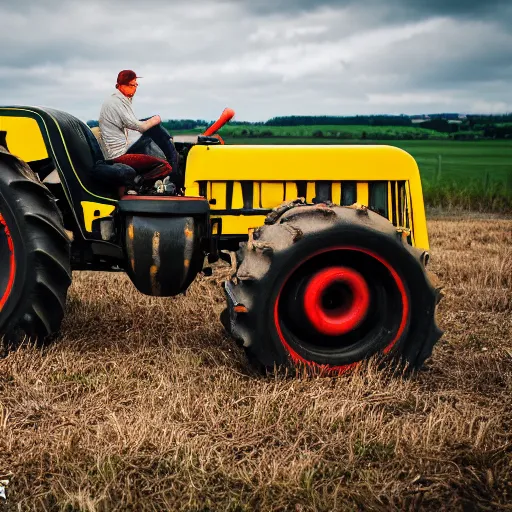 Prompt: neon badger spoon tractor, canon eos r 3, f / 1. 4, iso 2 0 0, 1 / 1 6 0 s, 8 k, raw, unedited, symmetrical balance, wide angle