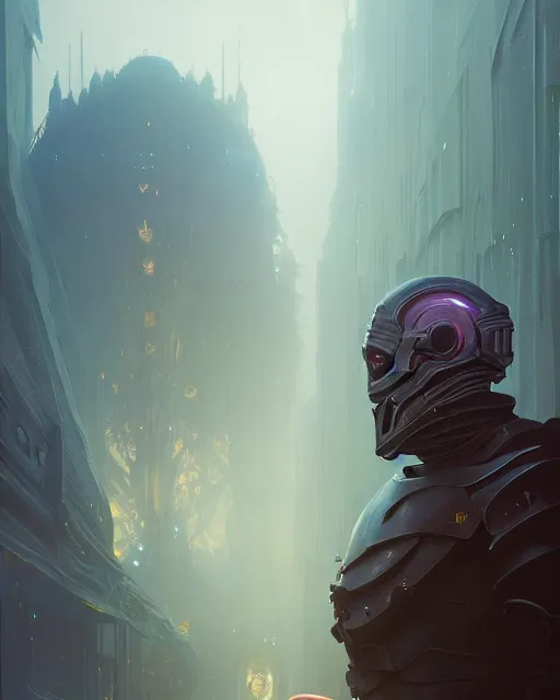 Prompt: highly detailed surreal vfx portrait of a villain wearing ridiculously oversized armor, stephen bliss, unreal engine, greg rutkowski, loish, rhads, beeple, makoto shinkai and lois van baarle, ilya kuvshinov, rossdraws, tom bagshaw, alphonse mucha, global illumination, detailed and intricate environment