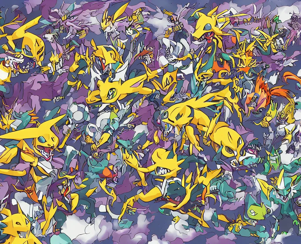 Prompt: digital painting of an exciting digimon battle, hyper detailed