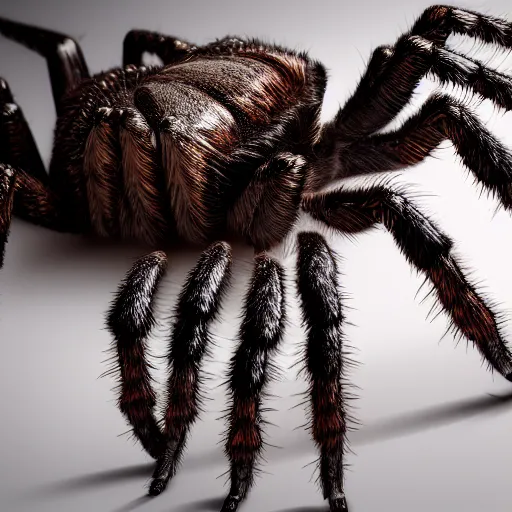 Image similar to a tarantula wearing high heels, tabletop, detailed, intricate, realistic, hdr, 8 k