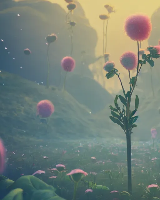 Prompt: beautiful happy landscape, anonymous head, beautiful flowers growing, in the style of beeple and mike winkelmann, intricate, epic lighting, cinematic composition, hyper realistic, 8 k resolution, unreal engine 5, raytracing, reflections, ultraviolet colors
