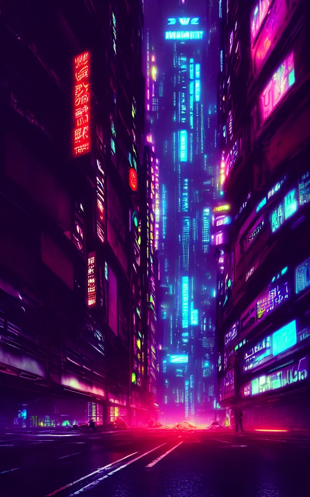 Image similar to a magnificent dark neon futuristic cyberpunk city bustling street at night cyberart photography by liam wong rendered in octane, 3 d render, trending on cgsociety, blender 3 d