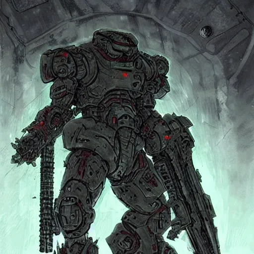 Image similar to doom slayer, tsutomu nihei art