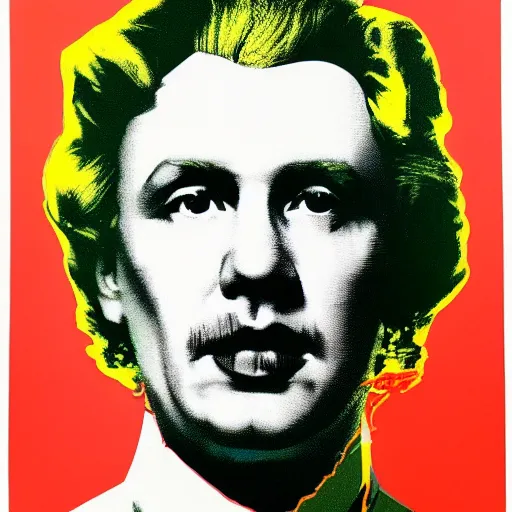 Image similar to boris karlof silk screen portrait by andy warhol, butcher billy style