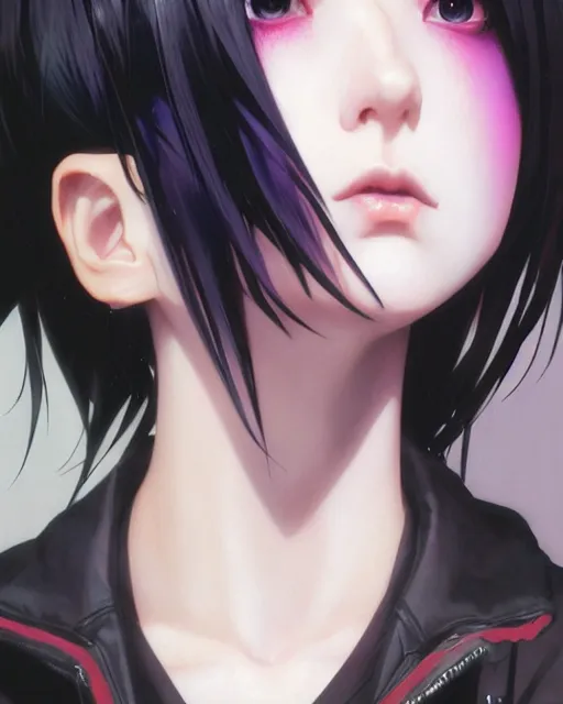 Image similar to portrait Anime goth cyberpunk girl, cute-fine-face, black-hair pretty face, realistic shaded Perfect face, fine details. Anime. realistic shaded lighting by Ilya Kuvshinov katsuhiro otomo ghost-in-the-shell, magali villeneuve, artgerm, rutkowski, WLOP Jeremy Lipkin and Giuseppe Dangelico Pino and Michael Garmash and Rob Rey