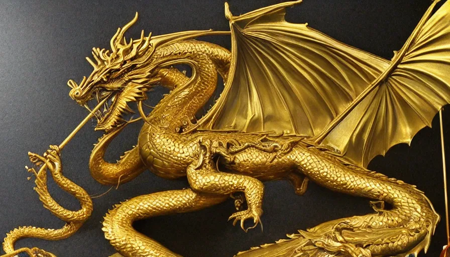 Image similar to golden statue of a dragon