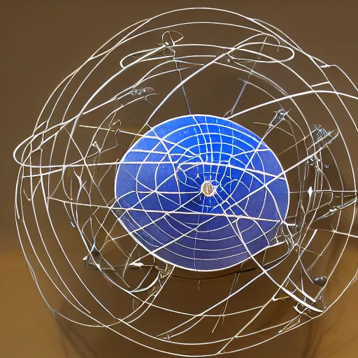 Prompt: a kinetic sculpture of this solar system, orrery, canon 5 d 5 0 mm lens, papier - mache, studio