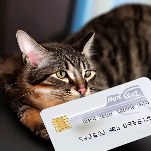 Prompt: cat stealing my credit card