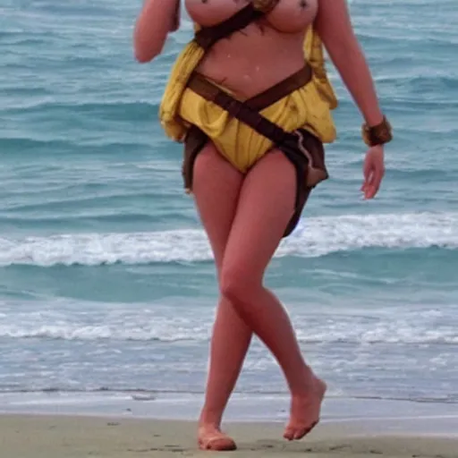 Image similar to slave leia from star wars at the beach