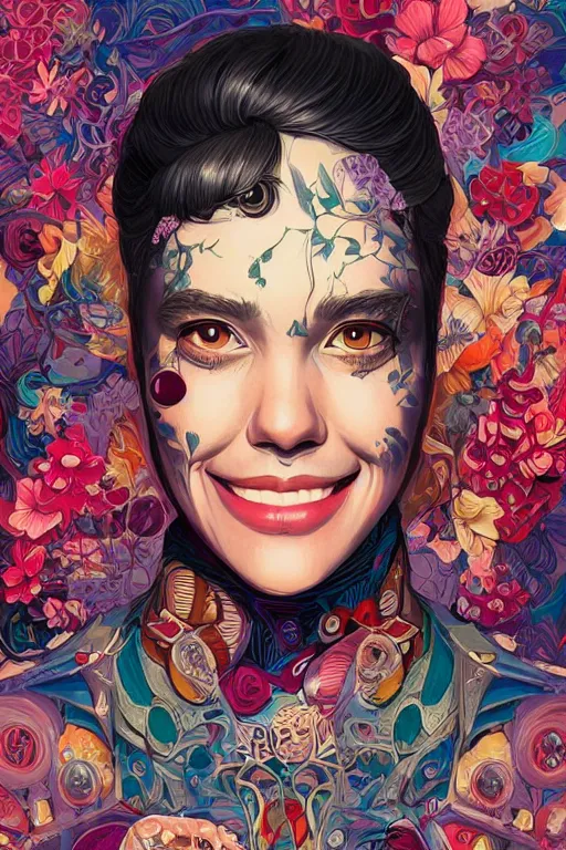 Image similar to a human smiling cute, Tristan Eaton, victo ngai, artgerm, RHADS, ross draws