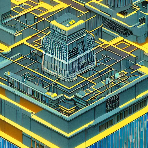 Prompt: isometric sci - fi city by moebius. beautiful high quality render.