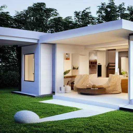 Image similar to a modern mini house in a crystal ball octane render hyperdetailed, house and home, home and garden,