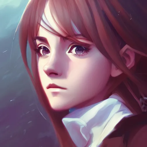 Image similar to anime portrait of emma watson as an anime girl by Stanley Artgerm Lau, WLOP, Rossdraws, James Jean, Andrei Riabovitchev, Marc Simonetti, and Sakimichan, trending on artstation