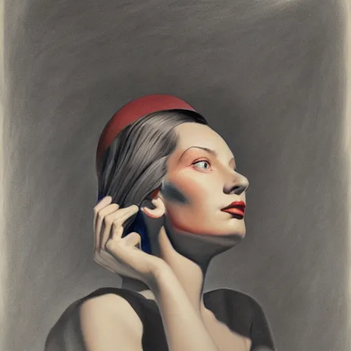 Image similar to charcoal drawing portrait of a woman, very coherent, painted by edward hopper, painted by james gilleard, airbrush, art by jamesjean