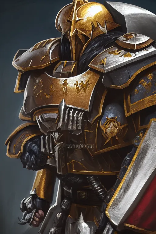 Image similar to armor portrait heros warhammer 4 0 k horus heresy fanart - the primarchs emperor by johannes helgeson animated with vfx concept artist & illustrator global illumination ray tracing hdr fanart arstation zbrush central hardmesh 8 k octane renderer comics stylized