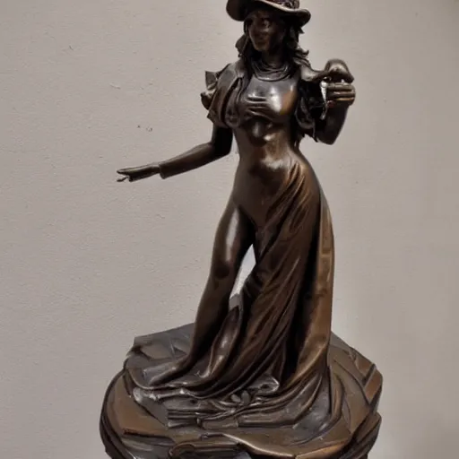 Prompt: Marble statue of a Steampunk girl