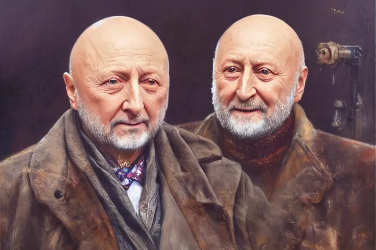 Image similar to portrait of donald pleasents in an overcoat outside smiths grove, an oil painting by ross tran and thomas kincade