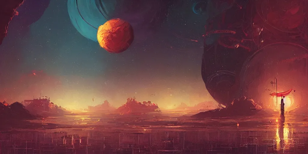 Image similar to a mysterious epic gouache painting of a steampunk planet by alena aenami in the style of romanticism art, trending on art station