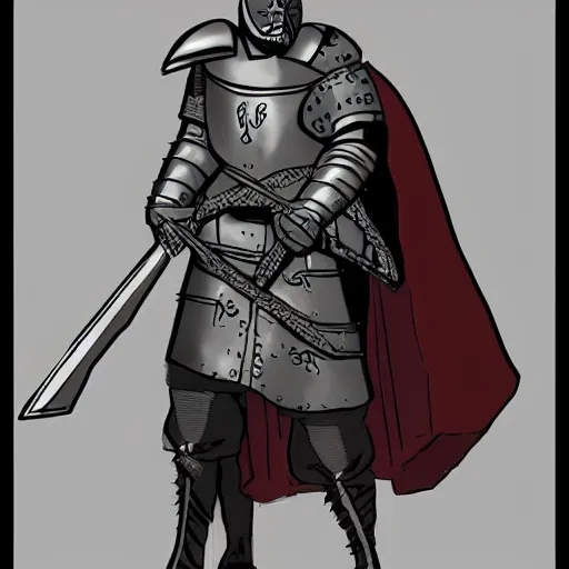 Image similar to medieval man with armor crying concept art in the style of mike mignola high detailed