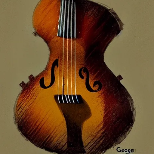 Image similar to guitar in cello shape by greg rutkowski