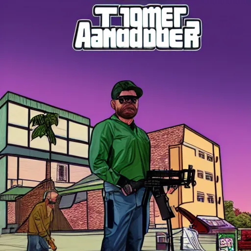 Prompt: Homelander as a GTA Art Cover