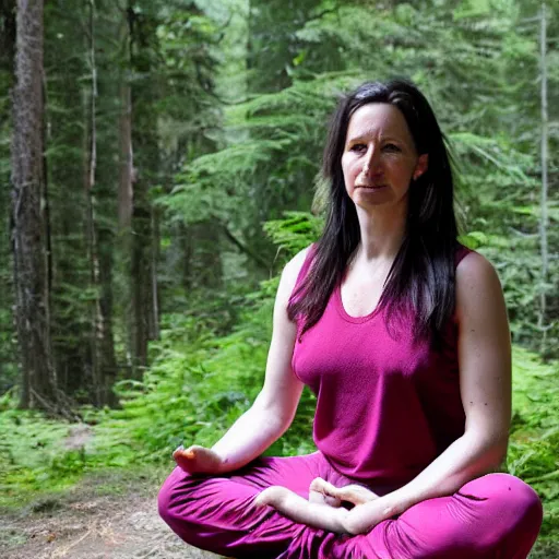 Prompt: martine ouellet at a meditation retreat