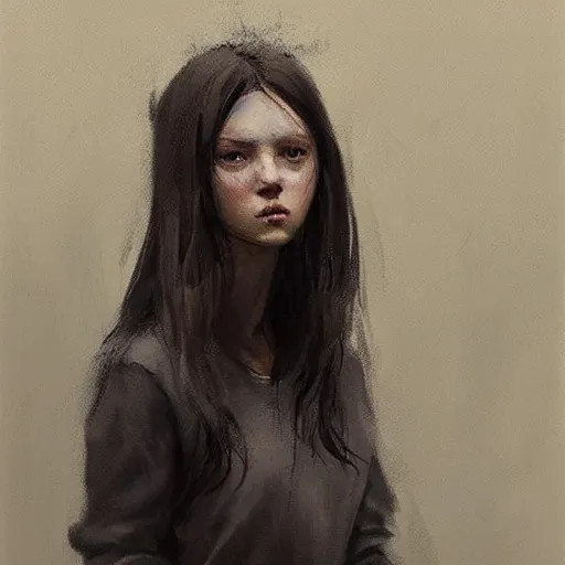 Image similar to portrait of a girl by greg rutkowski, she is about 2 0 years old, mixture between russian and japanese, prettt, black bob hair with two strands around her face, wearing a oversized jumper jumpsuit, highly detailed portrait, digital painting, artstation, concept art, smooth, sharp foccus ilustration, artstation hq