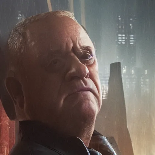 Prompt: A still of Danny Devito in Blade Runner: 2049