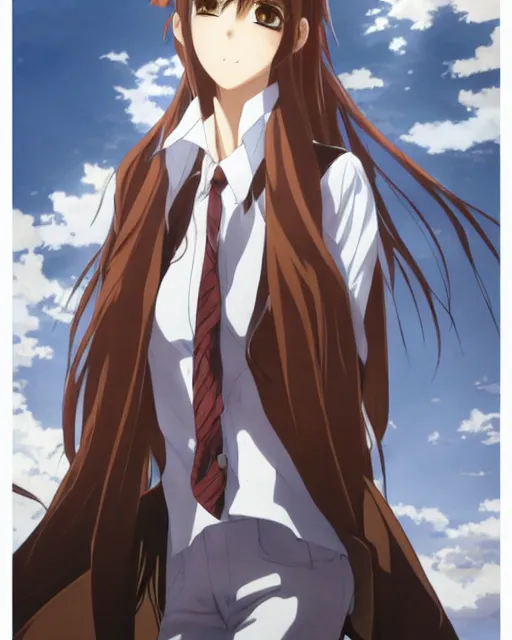 Image similar to makise kurisu, art by makoto shinkai and alan bean, yukito kishiro