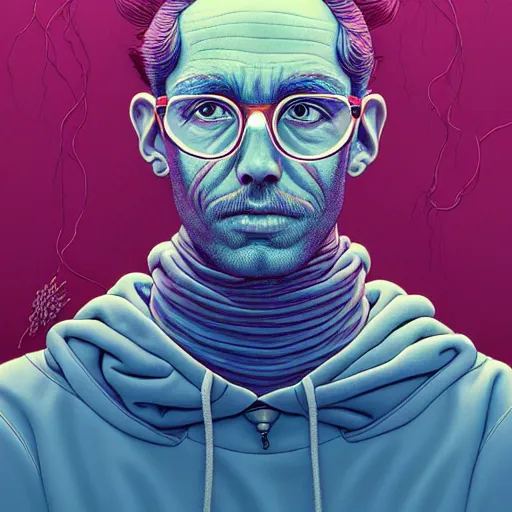 Image similar to highly detailed intricate masterpiece portrait painting of a scientist, sharp focus, award - winning, trending on artstation. josan gonzales moebius deathburger