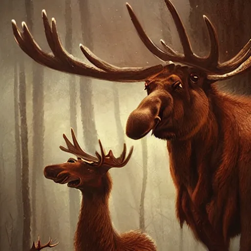 Prompt: anthropomorphic moose by greg rutkowski