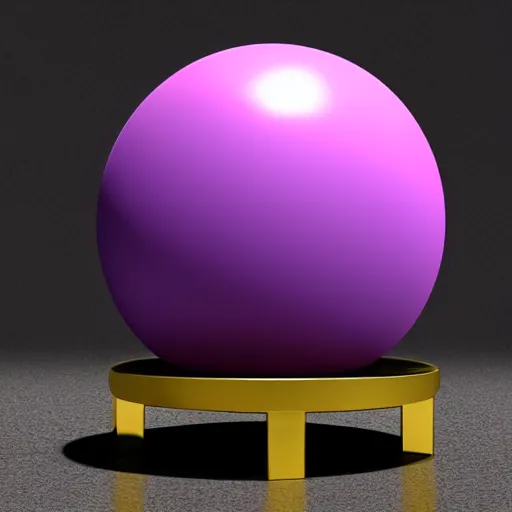 Prompt: A golden sphere on top of a purple base, high quality, photo realistic, 3D render.