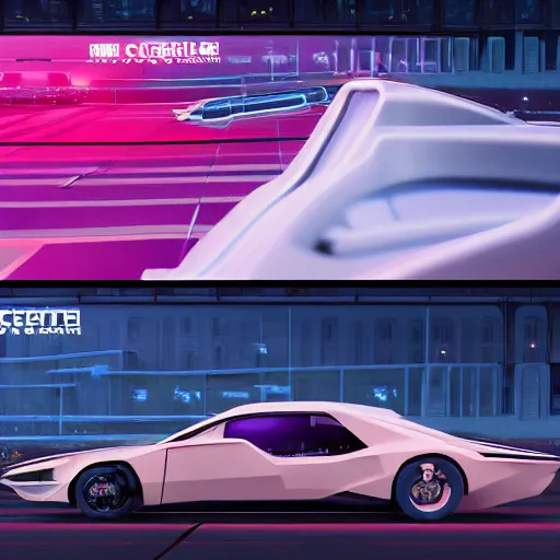 Image similar to sci-fi cars race : near wall structure on : the coronation of napoleon painting : and digital billboard in the middle, in style of zaha hadid, suprematism composition, unreal engine 5, keyshot, octane, artstation trending, in lighting of blade runner 2049, ultra high detail, ultra photo realistic, cinematic, 8k, 16k, in plastic, dark, tilt shift,