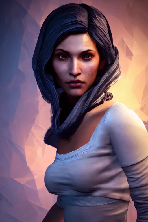 Image similar to Zoe the female character from videogame Dreamfall Chapters, photorealism, full body, white ambient background, unreal engine 5, hyperrealistic, highly detailed, XF IQ4, 150MP, 50mm, F1.4, ISO 200, 1/160s, natural light, Adobe Lightroom, photolab, Affinity Photo, PhotoDirector 365, realistic