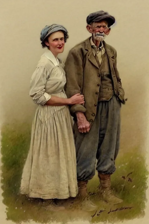 Image similar to (((((1950s farmer and his wife. muted colors.))))) by Jean-Baptiste Monge !!!!!!!!!!!!!!!!!!!!!!!!!!!