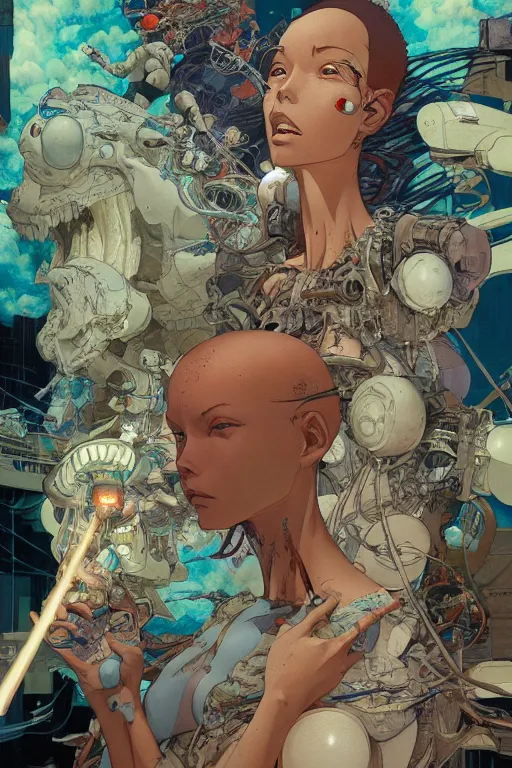 Image similar to citizen waist shot soft light painted by james jean and katsuhiro otomo and erik jones, inspired by the fifth element, smooth face feature, intricate oil painting, high detail illustration, sharp high detail, manga and anime 1 9 9 9