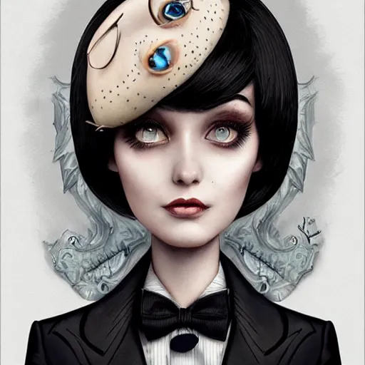 Image similar to Lofi formal portrait Pixar style by Joe Fenton and Stanley Artgerm and Tom Bagshaw and Tim Burton